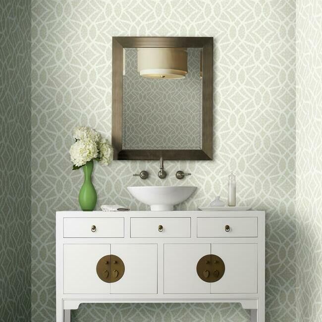 media image for Boxwood Garden Wallpaper in Beige from the Grandmillennial Collection by York Wallcoverings 232