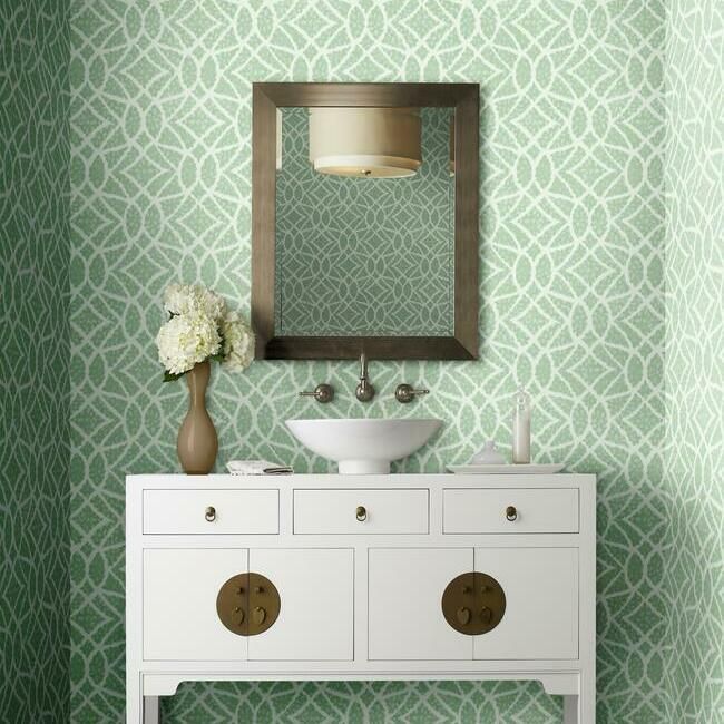 media image for Boxwood Garden Wallpaper in Teal from the Grandmillennial Collection by York Wallcoverings 235