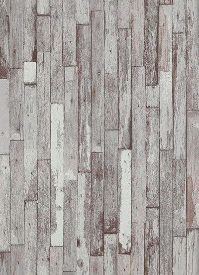 product image of Brecken Faux Wood Plank Wallpaper in Taupe and Grey design by BD Wall 592