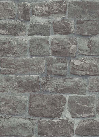 product image of sample briana faux brick wallpaper in grey and black design by bd wall 1 540