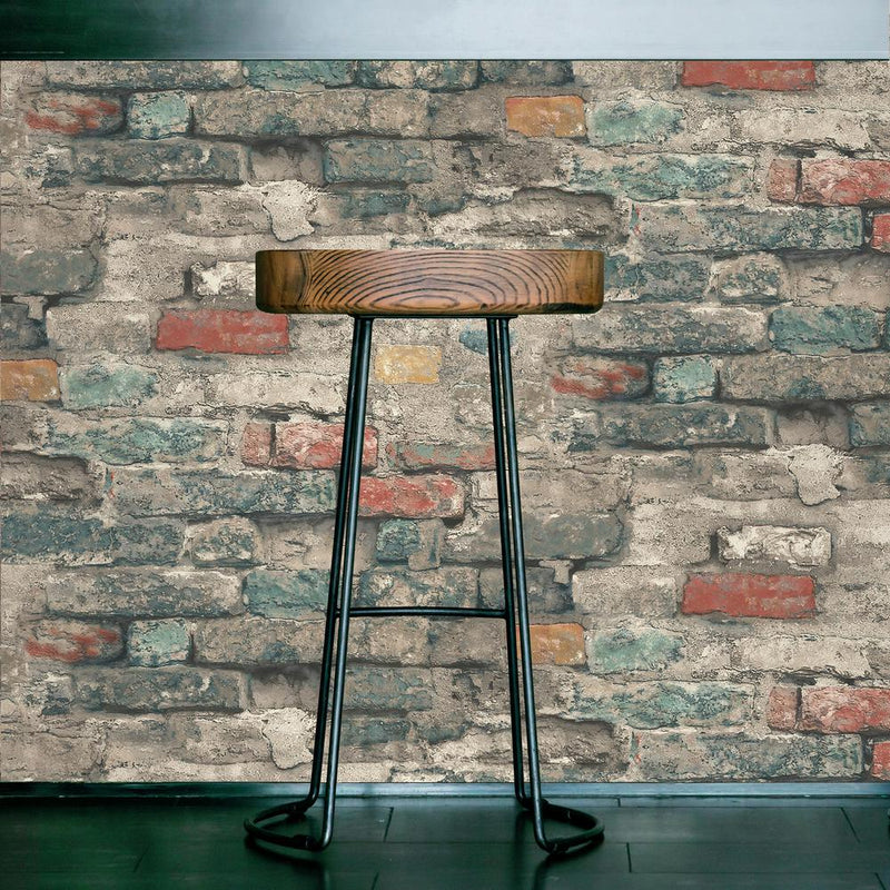 media image for Brick Alley Peel & Stick Wallpaper in Blue by RoomMates for York Wallcoverings 274