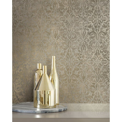 product image of Brilliant Scroll Wallpaper in Grey by Seabrook Wallcoverings 529