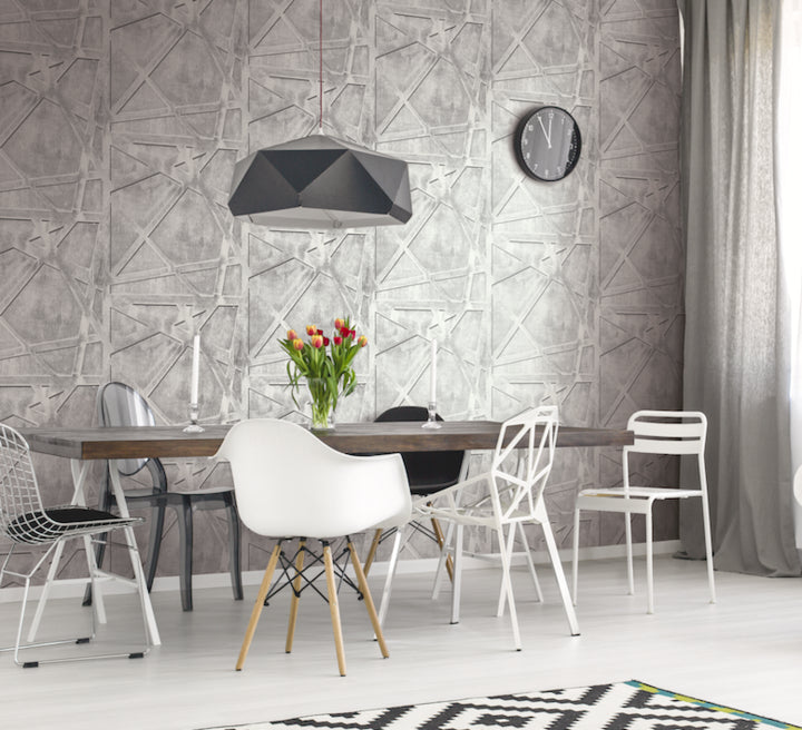 media image for Brunel Wallpaper in Silver, Gunmetal, and Cream from the Aerial Collection by Mayflower Wallpaper 246