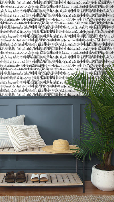product image for Brush Marks Peel-and-Stick Wallpaper in Black and White by NextWall 19
