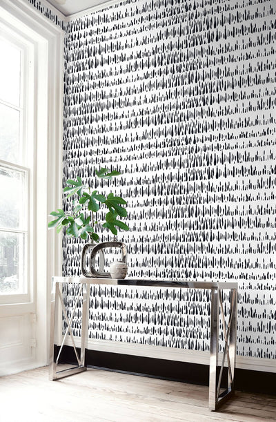 product image of Brush Marks Wallpaper in Black and White from the Living With Art Collection by Seabrook Wallcoverings 545