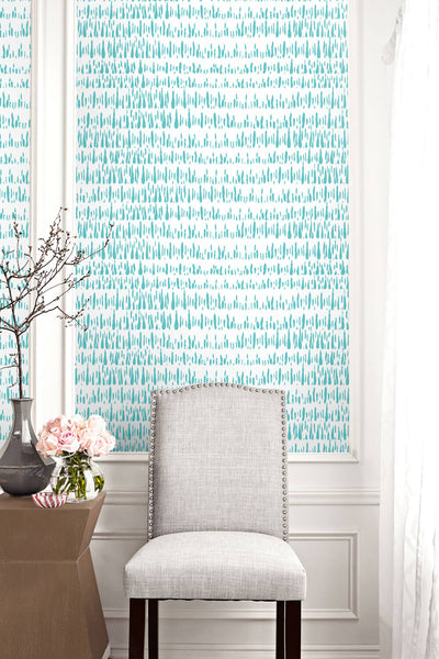 product image for Brush Marks Wallpaper in Teal and White from the Living With Art Collection by Seabrook Wallcoverings 17