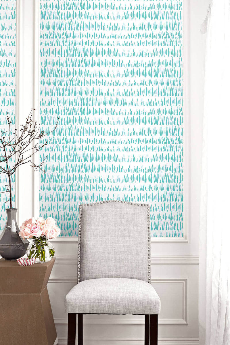 media image for Brush Marks Wallpaper in Teal and White from the Living With Art Collection by Seabrook Wallcoverings 267