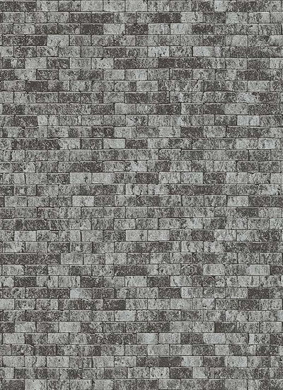 product image for Brynn Faux Brick Wallpaper in Black and Silver design by BD Wall 60