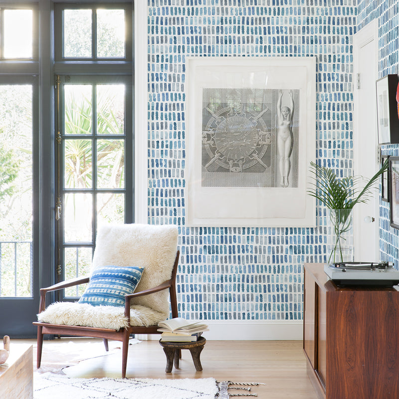 media image for Brynne Indigo Watercolor Wallpaper from the Scott Living II Collection by Brewster Home Fashions 241