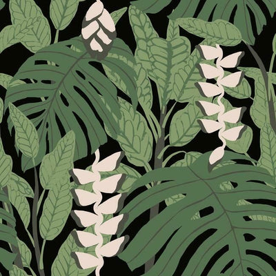 product image of sample bunaken peel stick wallpaper in green and black by roommates for york wallcoverings 1 520