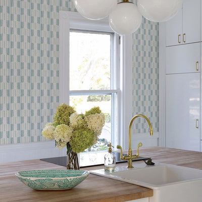 product image for Burgen Geometric Linen Wallpaper in Teal from the Bluebell Collection by Brewster Home Fashions 41