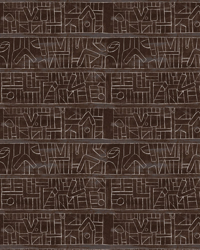 product image of sample bushoong kuba wallpaper in brown and white from the wallpaper compendium collection by mind the gap 1 52