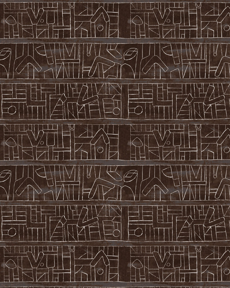 media image for Bushoong Kuba Wallpaper in Brown and White from the Wallpaper Compendium Collection by Mind the Gap 211