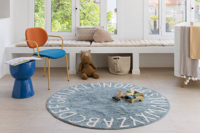 product image for round abc rug in natural vintage blue design by lorena canals 9 49