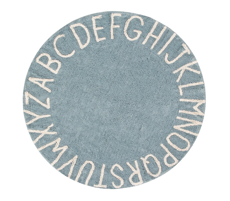 media image for round abc rug in natural vintage blue design by lorena canals 1 266