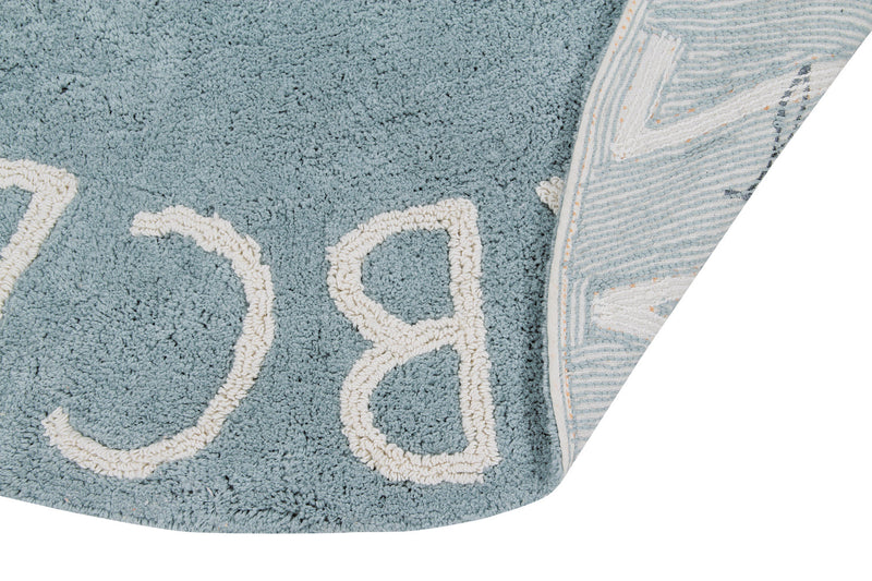 media image for round abc rug in natural vintage blue design by lorena canals 4 291
