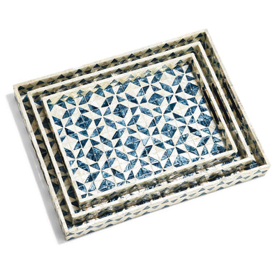 product image for Geometric Set of 3 Mother of Pearl Gallery Trays 30