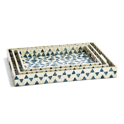 product image for Geometric Set of 3 Mother of Pearl Gallery Trays 56