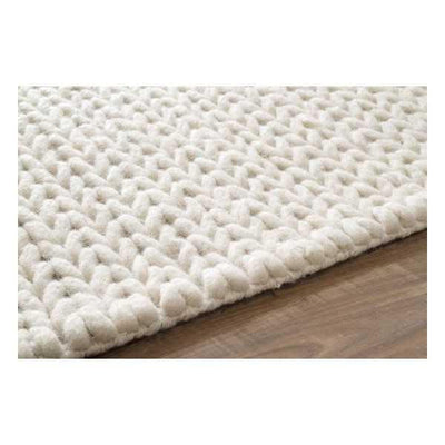 product image for Hand Woven Chunky Woolen Cable Rug in White design by Nuloom 60