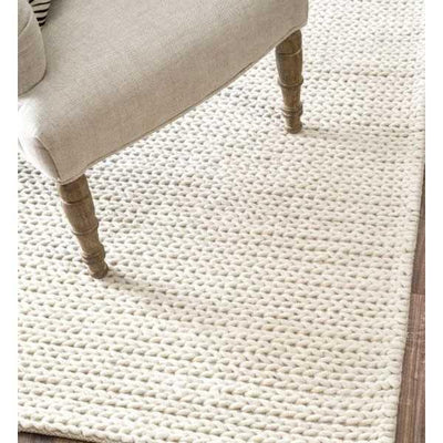 product image for Hand Woven Chunky Woolen Cable Rug in White design by Nuloom 30