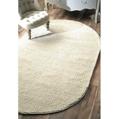 product image for Hand Woven Chunky Woolen Cable Rug in White design by Nuloom 80