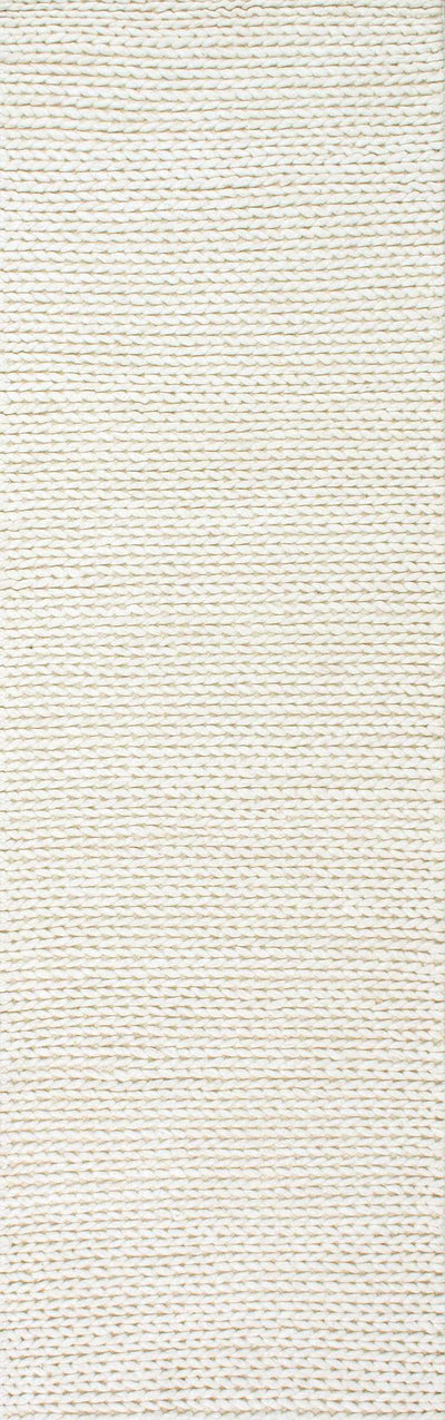 product image for Hand Woven Chunky Woolen Cable Rug in White design by Nuloom 86