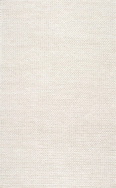 product image of Hand Woven Chunky Woolen Cable Rug in White design by Nuloom 552