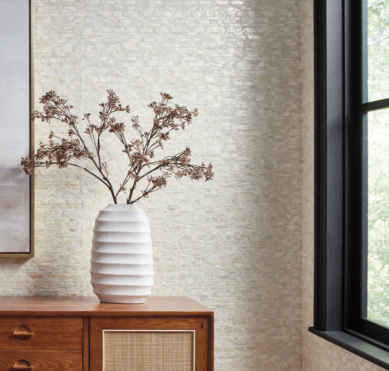 media image for Capiz Offering White Pearl Wallpaper from Carol Benson-Cobb Signature Collection by York Wallcoverings 275