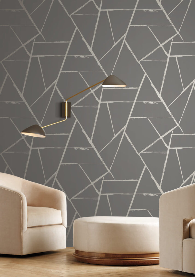 media image for Intersect Grey Metallic Wallpaper from Carol Benson-Cobb Signature Collection by York Wallcoverings 296