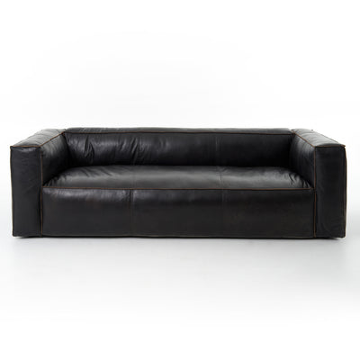 product image for Nolita Reverse Stitch Sofa In Old Saddle Black 0