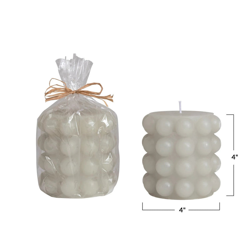 media image for unscented grey hobnail pillar candle by bd edition cd2133 3 267
