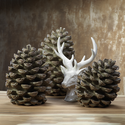 product image for decorative pinecone figurine by zodax ch 5231 2 14