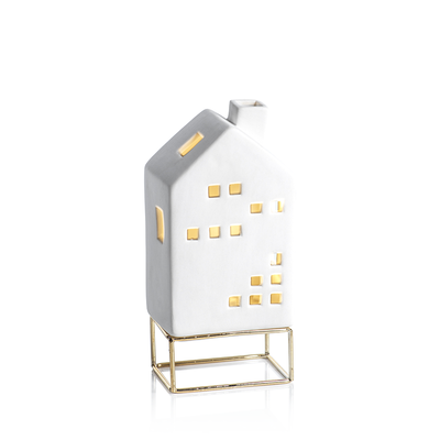 product image for led ceramic house on gold metal base 3 19