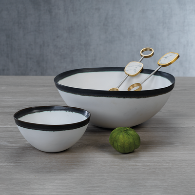 product image for tasso white ceramic bowls w black rim set of 2 by zodax ch 5534 2 21