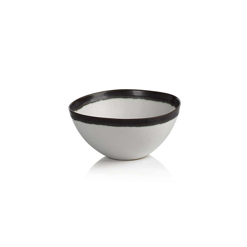 media image for tasso white ceramic bowls w black rim set of 2 by zodax ch 5534 1 233