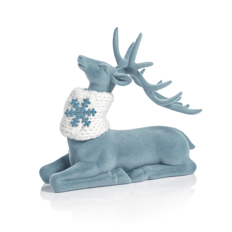 media image for blue flocked deer with scarf in various styles 1 263