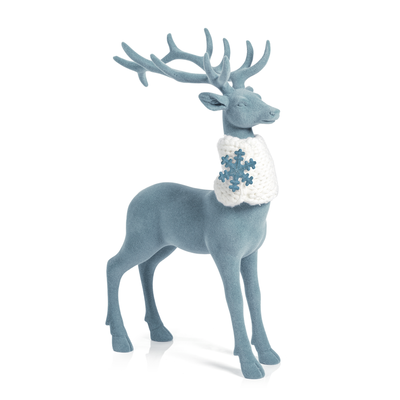 product image for blue flocked deer with scarf in various styles 2 46