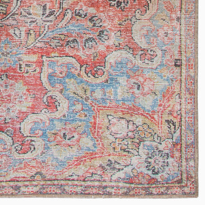 product image for Foix Indoor/ Outdoor Medallion Red/ Light Blue Rug by Jaipur Living 24
