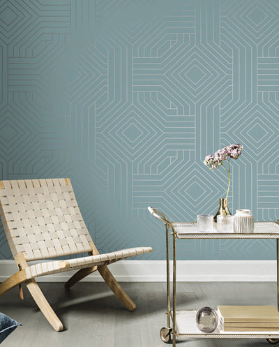 product image for Diverging Diamonds Blue Wallpaper from the Modern Artisan II Collection by Candice Olson 57