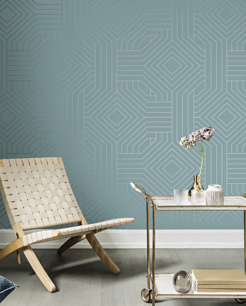 media image for Diverging Diamonds Blue Wallpaper from the Modern Artisan II Collection by Candice Olson 213