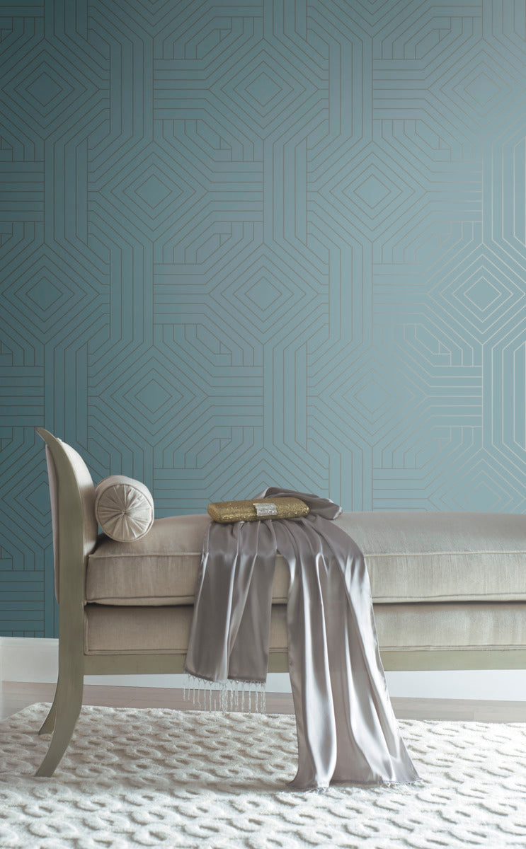 media image for Diverging Diamonds Blue Wallpaper from the Modern Artisan II Collection by Candice Olson 219