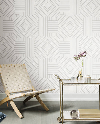 product image for Diverging Diamonds White Wallpaper from the Modern Artisan II Collection by Candice Olson 5