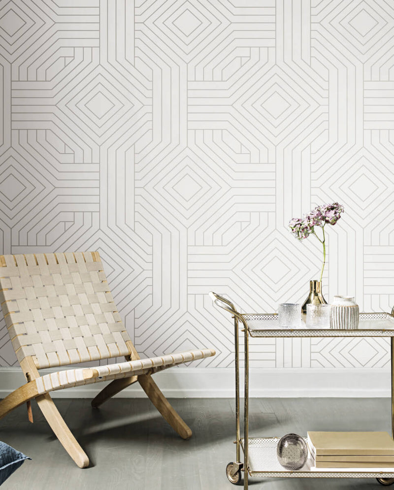 media image for Diverging Diamonds White Wallpaper from the Modern Artisan II Collection by Candice Olson 218