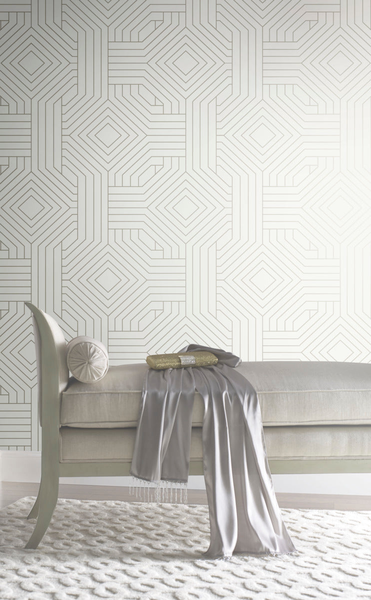 media image for Diverging Diamonds White Wallpaper from the Modern Artisan II Collection by Candice Olson 212