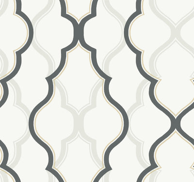 product image for Double Damask White/Black Wallpaper from the Modern Artisan II Collection by Candice Olson 66
