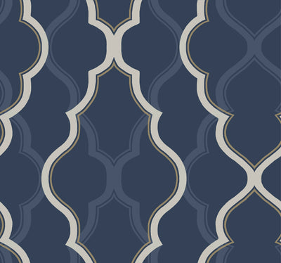 product image of sample double damask dark blue wallpaper from the modern artisan ii collection by candice olson 1 558