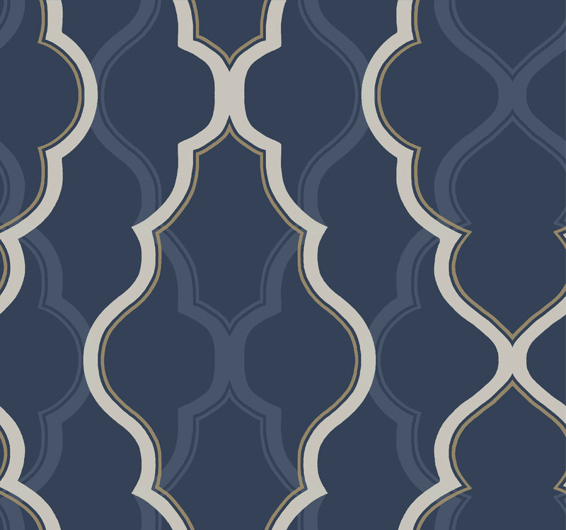 media image for sample double damask dark blue wallpaper from the modern artisan ii collection by candice olson 1 295