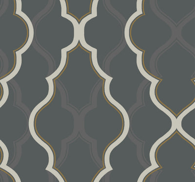product image of sample double damask black wallpaper from the modern artisan ii collection by candice olson 1 551