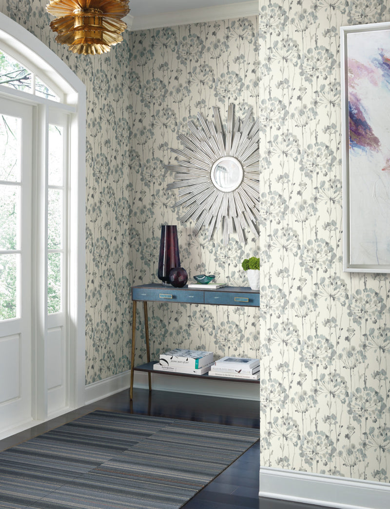 media image for Flourish Blue/Grey Wallpaper from the Modern Artisan II Collection by Candice Olson 257