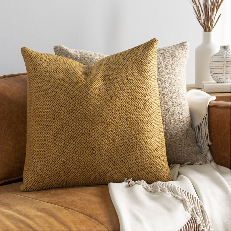 media image for Camilla CIL-001 Hand Woven Square Pillow in Mustard & Camel by Surya 223